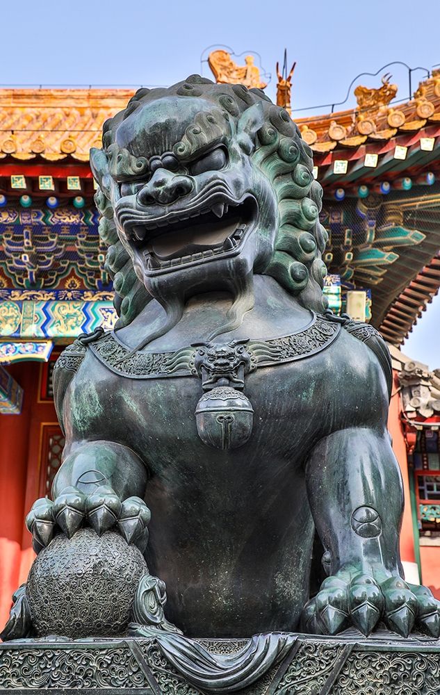Asia-China-Beijing-Statue at Temple at the Summer Palace of Empress Cixi